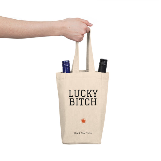 LUCKY BITCH Double Wine Tote Bag