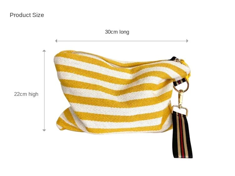 Striped Tassel Canvas Pouch