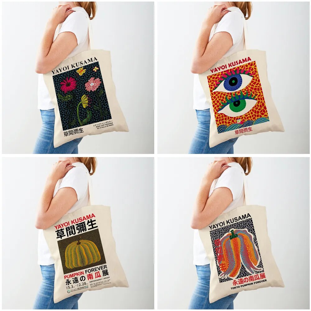 Japanese Abstract Casual Canvas Tote